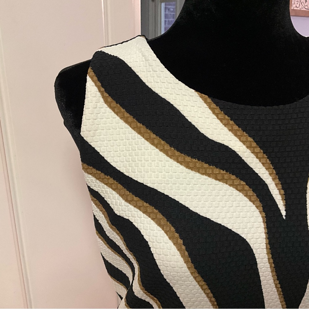 EUC Zebra Stripe Sleeveless Summer Work Church Dress